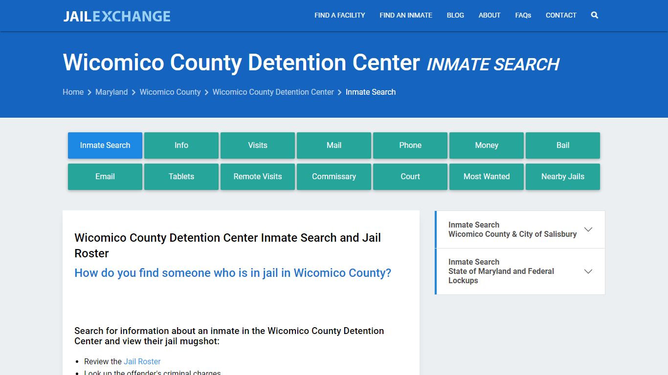 Wicomico County Detention Center Inmate Search - Jail Exchange