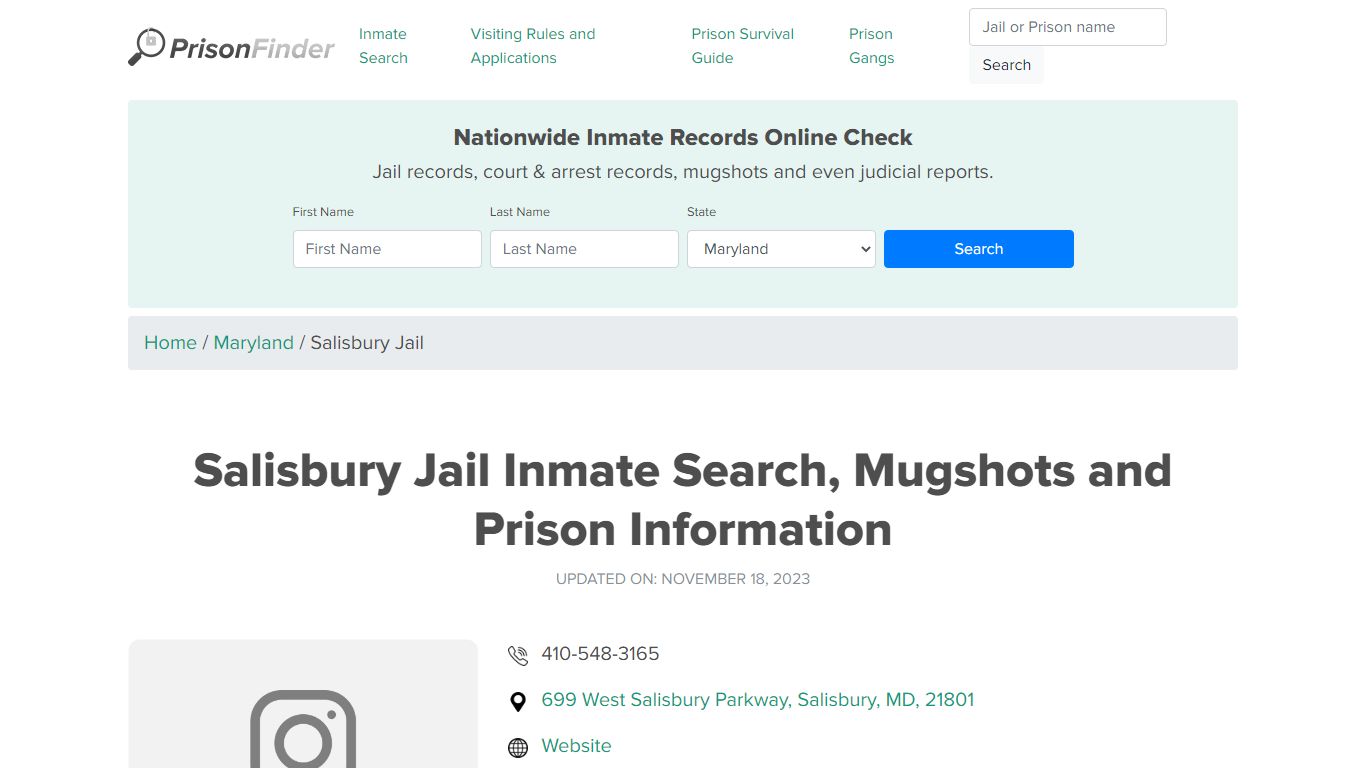 Salisbury Jail Inmate Search, Mugshots and Prison Information